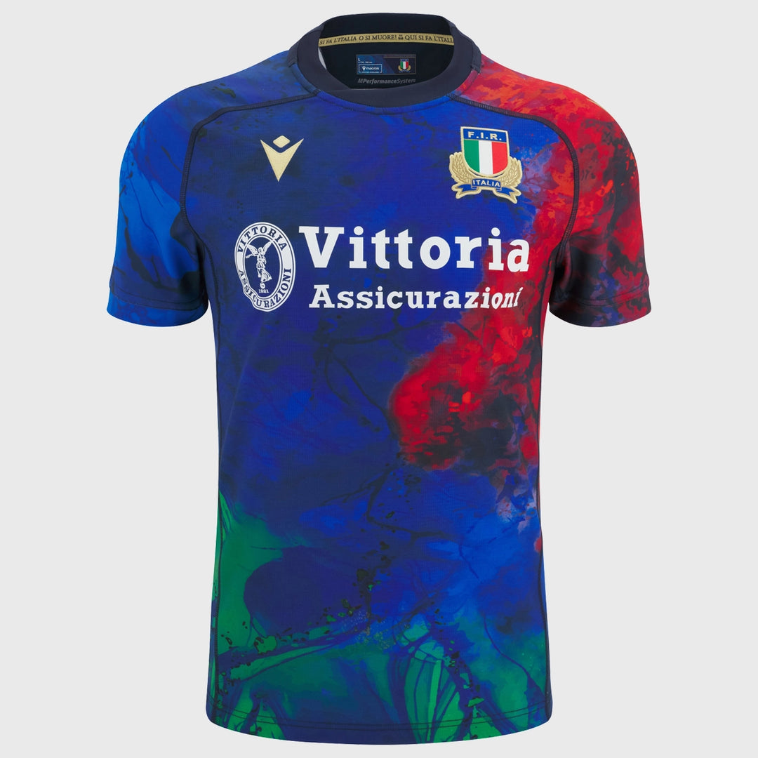 Macron Italy Training Rugby Jersey Blue 2025/26 - Rugbystuff.com