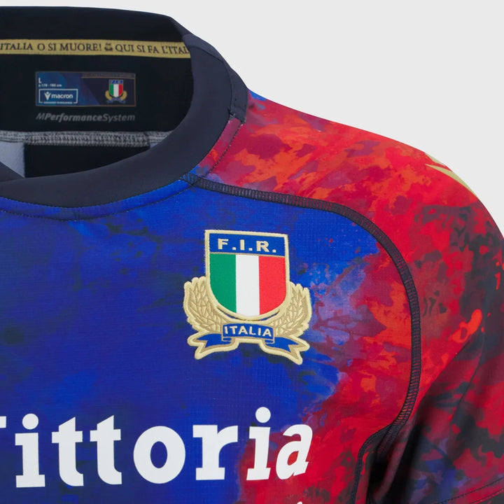 Macron Italy Training Rugby Jersey Blue 2025/26 - Rugbystuff.com