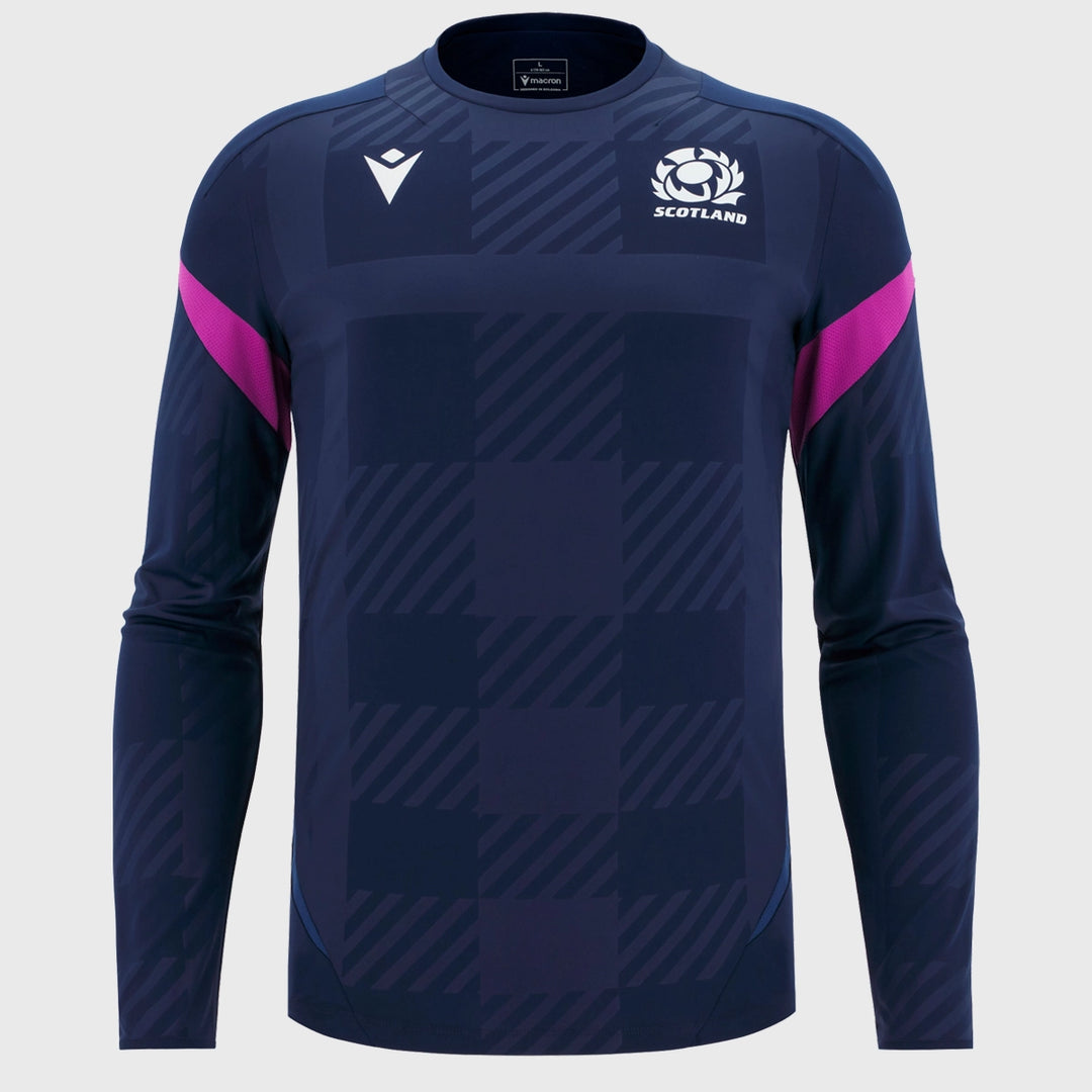 Macron Scotland Rugby Long Sleeve Poly Tee Navy/Purple 2025/26 - Rugbystuff.com