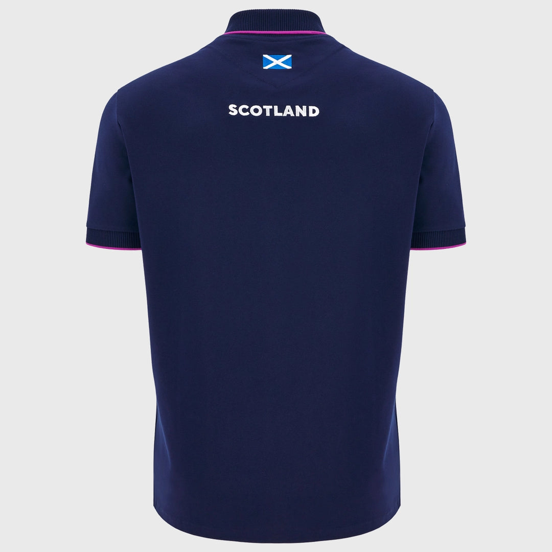 Macron Scotland Rugby Athleisure Cotton Polo Shirt Navy/Purple 2025/26 - Rugbystuff.com