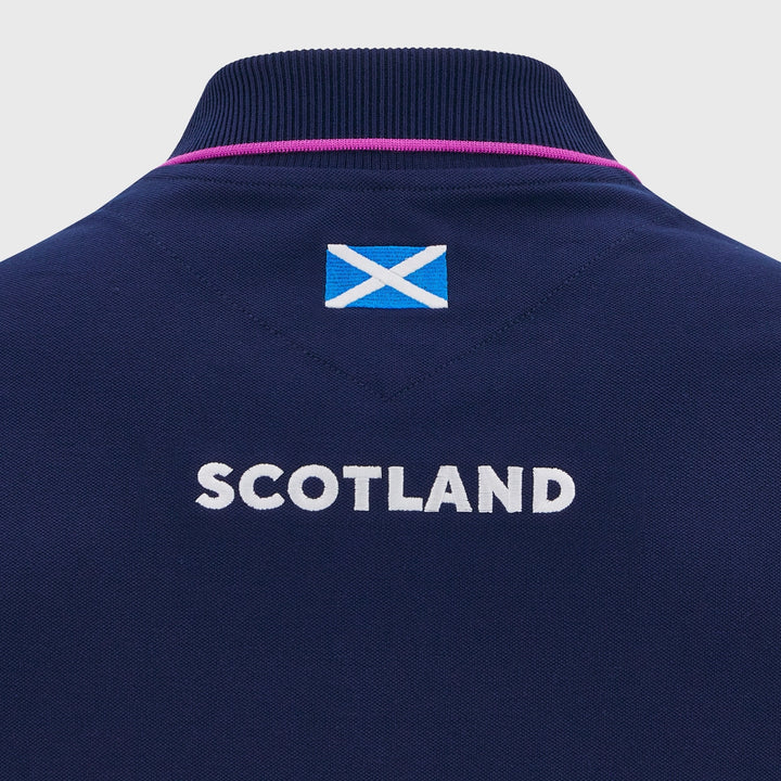 Macron Scotland Rugby Athleisure Cotton Polo Shirt Navy/Purple 2025/26 - Rugbystuff.com
