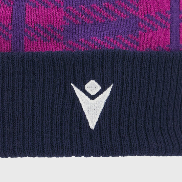 Macron Scotland Rugby Bobble Beanie Hat Purple/Navy 2025/26 - Rugbystuff.com