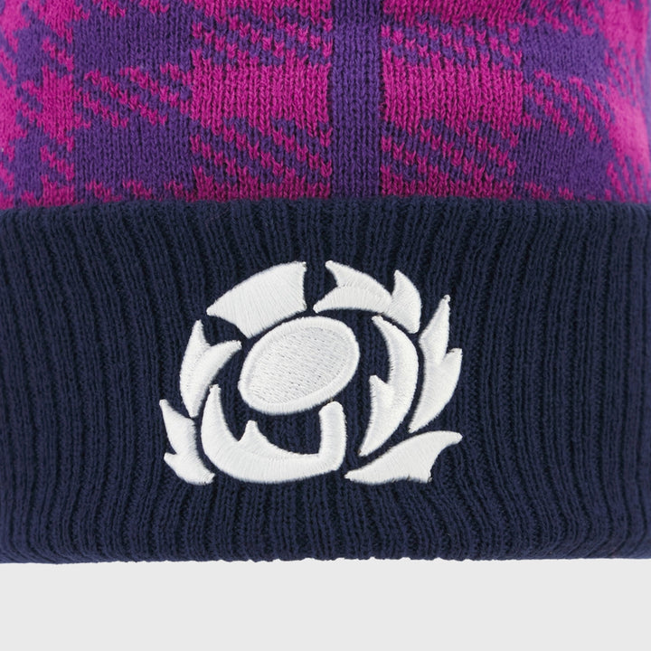 Macron Scotland Rugby Bobble Beanie Hat Purple/Navy 2025/26 - Rugbystuff.com