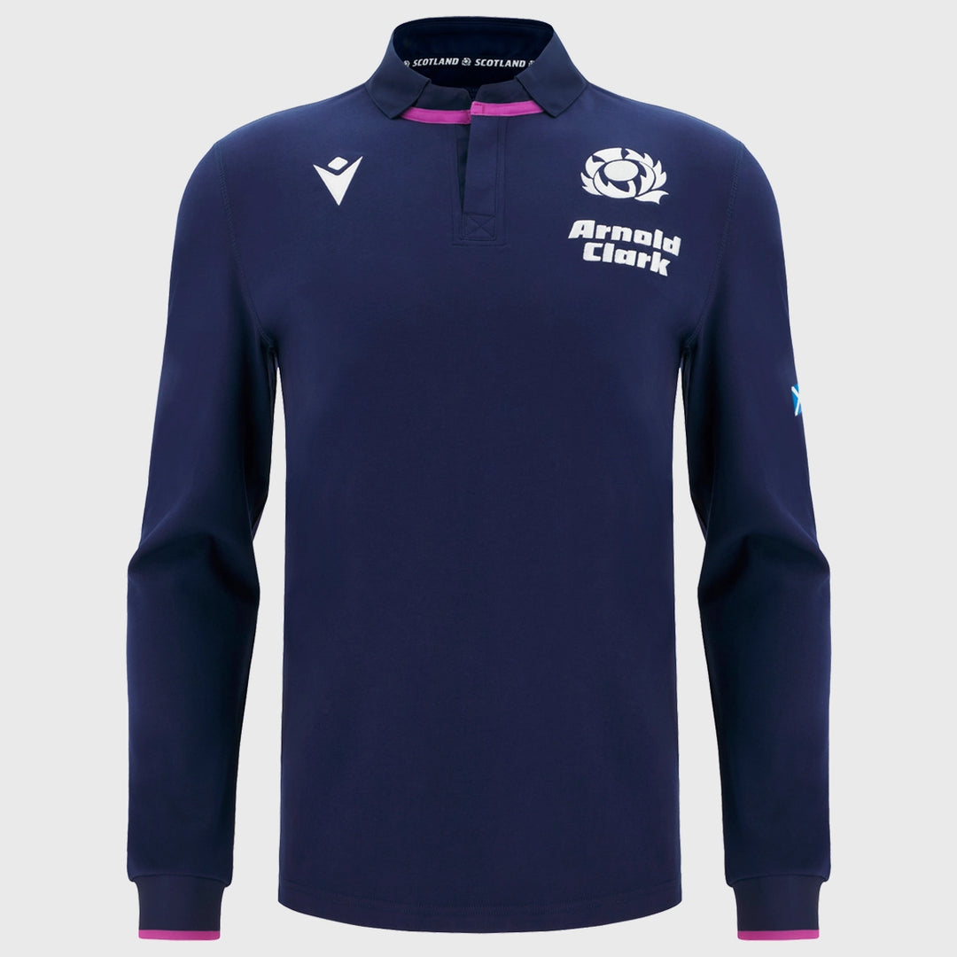 Macron Scotland Men's Home Long Sleeve Cotton Rugby Shirt 2025/26 - Rugbystuff.com