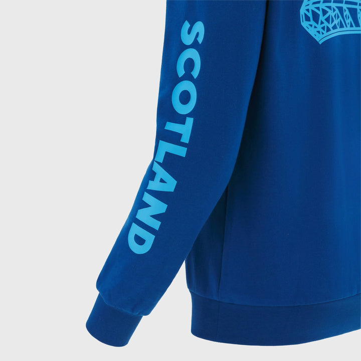 Macron Scotland Rugby Leisure Cotton Hoody Navy/Sky 2025/26 - Rugbystuff.com