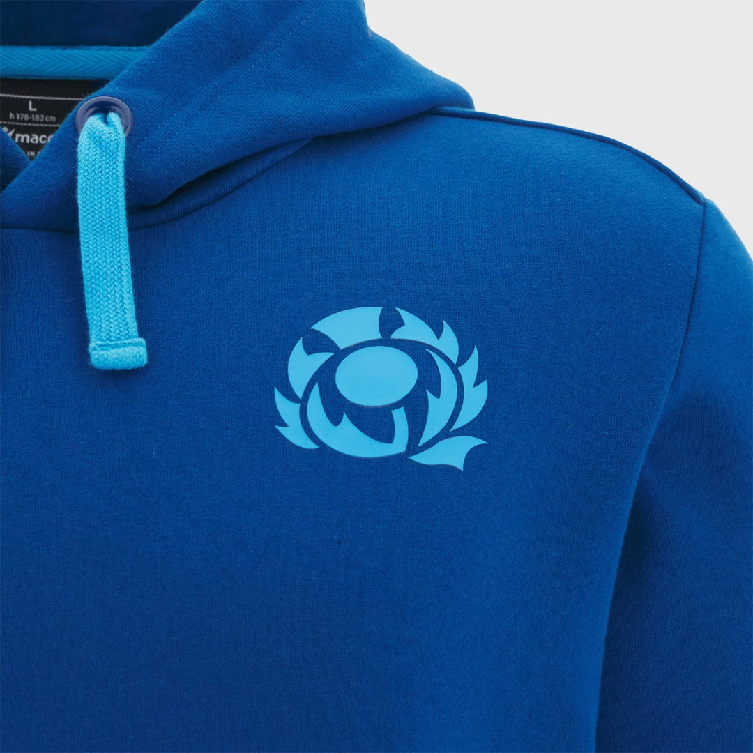 Macron Scotland Rugby Leisure Cotton Hoody Navy/Sky 2025/26 - Rugbystuff.com