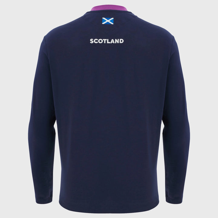 Macron Scotland Rugby Long Sleeve Cotton Tee Navy/Purple 2025/26 - Rugbystuff.com