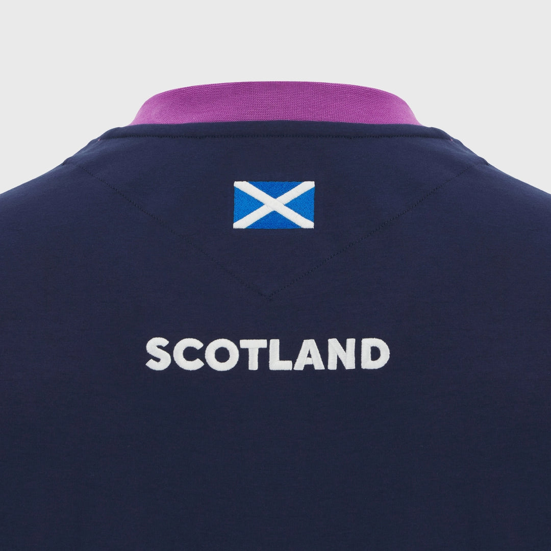 Macron Scotland Rugby Long Sleeve Cotton Tee Navy/Purple 2025/26 - Rugbystuff.com