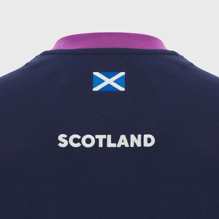 Macron Scotland Rugby Long Sleeve Cotton Tee Navy/Purple 2025/26 - Rugbystuff.com