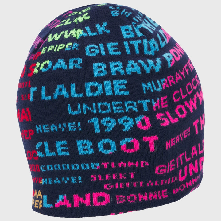 Macron Scotland Rugby Phrases Beanie Hat Navy 2025/26 - Rugbystuff.com