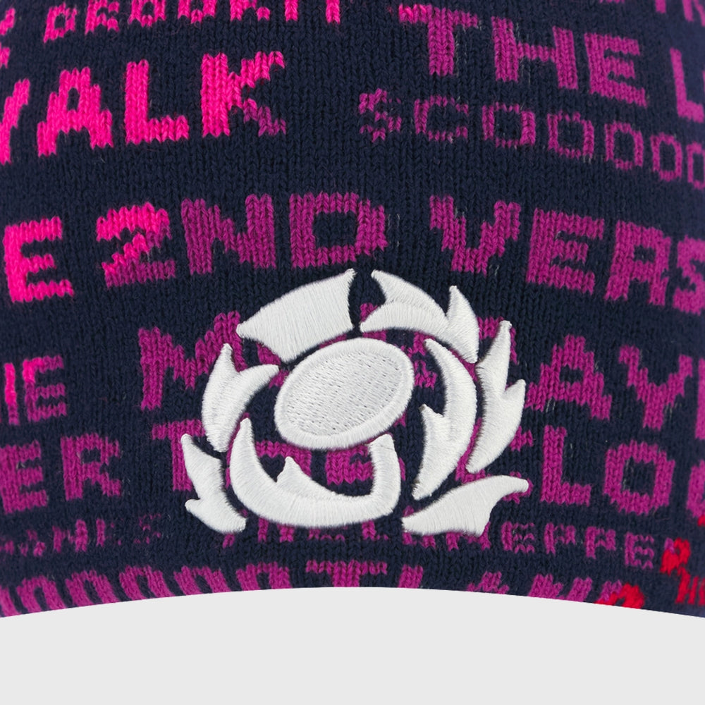 Macron Scotland Rugby Phrases Beanie Hat Navy 2025/26 - Rugbystuff.com