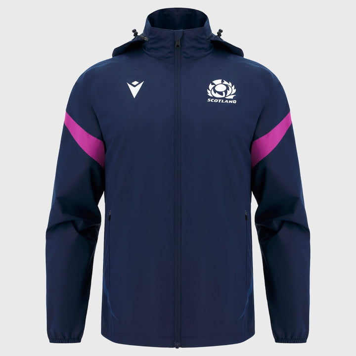 Macron Scotland Rugby Waterproof Jacket Navy/Purple 2025/26 - Rugbystuff.com