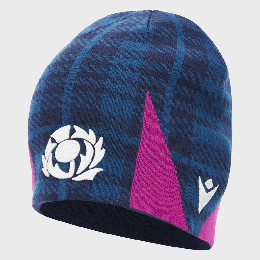 Macron Scotland Rugby Beanie Hat Navy/Purple 2025/26 - Rugbystuff.com