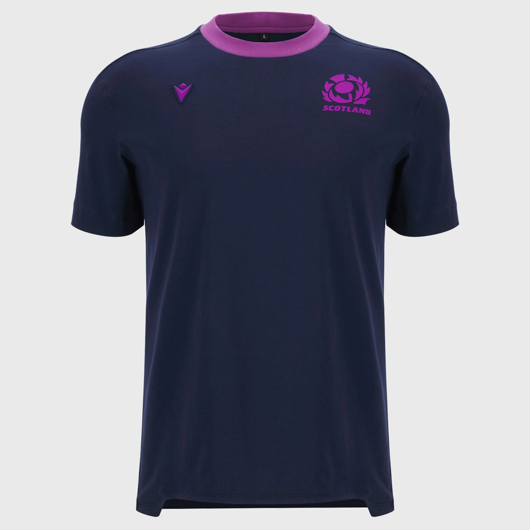 Macron Scotland Rugby Short Sleeve Cotton Tee Navy/Purple 2025/26 - Rugbystuff.com