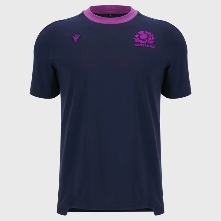 Macron Scotland Rugby Short Sleeve Cotton Tee Navy/Purple 2025/26 - Rugbystuff.com