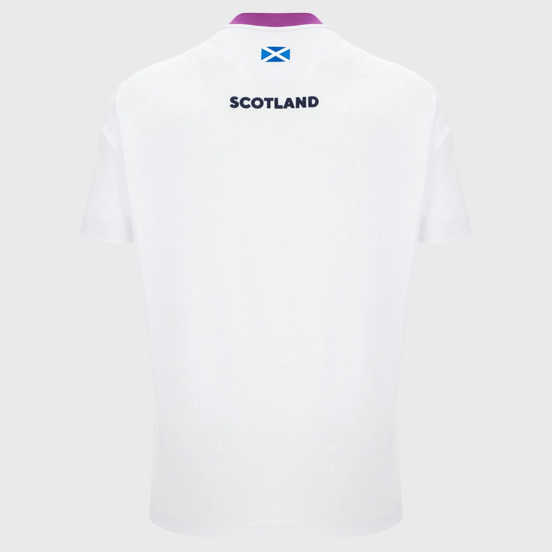 Macron Scotland Rugby Short Sleeve Cotton Tee White/Purple 2025/26 - Rugbystuff.com