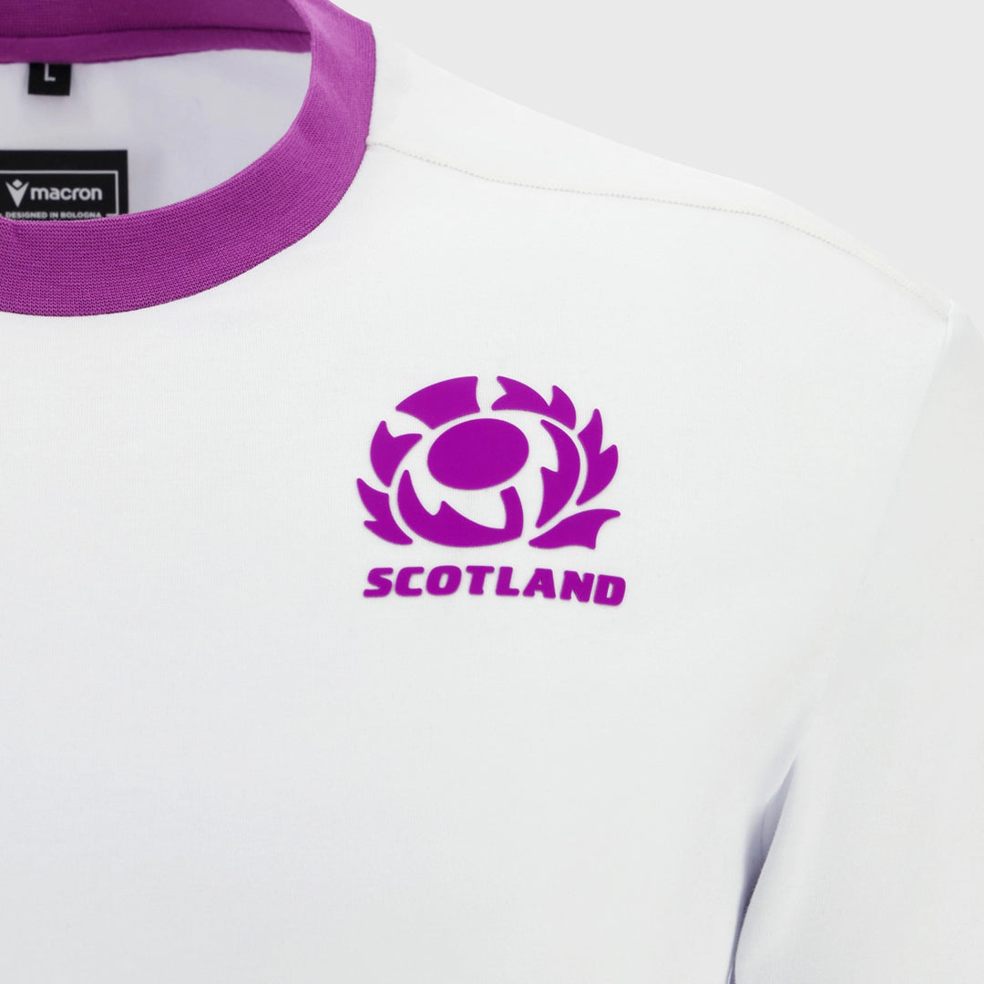 Macron Scotland Rugby Short Sleeve Cotton Tee White/Purple 2025/26 - Rugbystuff.com