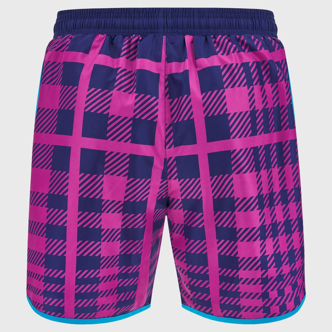 Macron Scotland Rugby Tartan Shorts Purple/Navy 2025/26 - Rugbystuff.com
