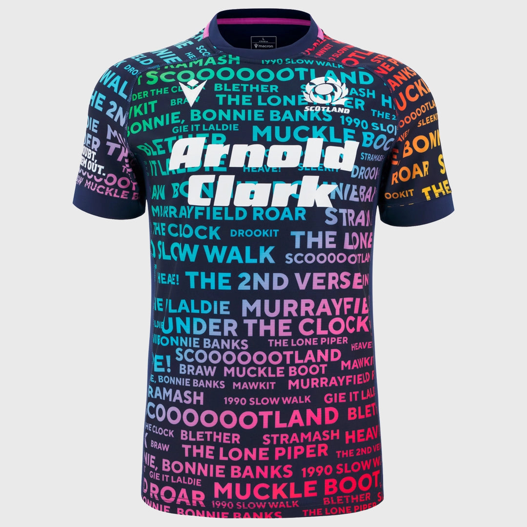 Macron Scotland Men's Words Training Rugby Jersey 2025/26 - Rugbystuff.com