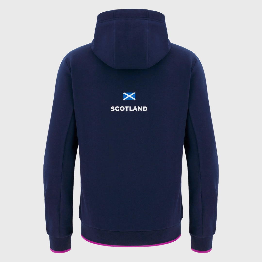 Macron Scotland Rugby Kid's Travel Cotton Hoody Navy/Purple 2025/26 - Rugbystuff.com