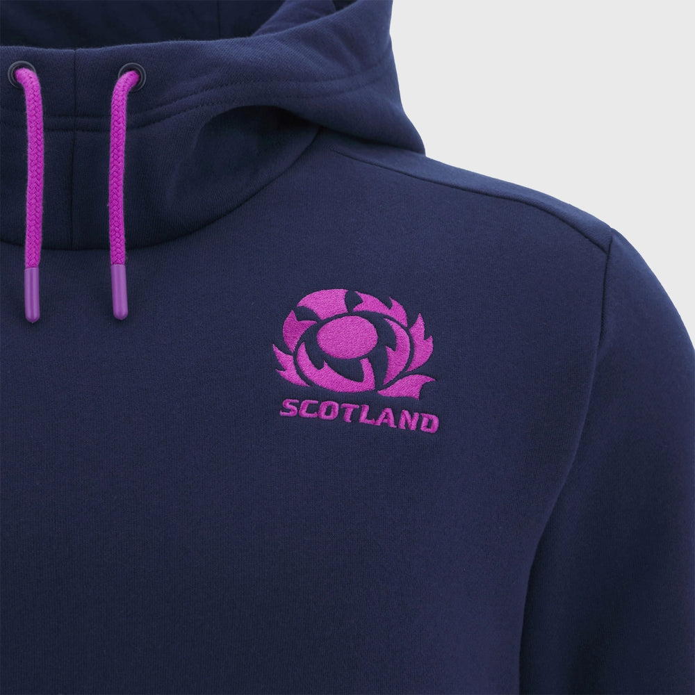 Macron Scotland Rugby Travel Cotton Hoody Navy/Purple 2025/26 - Rugbystuff.com