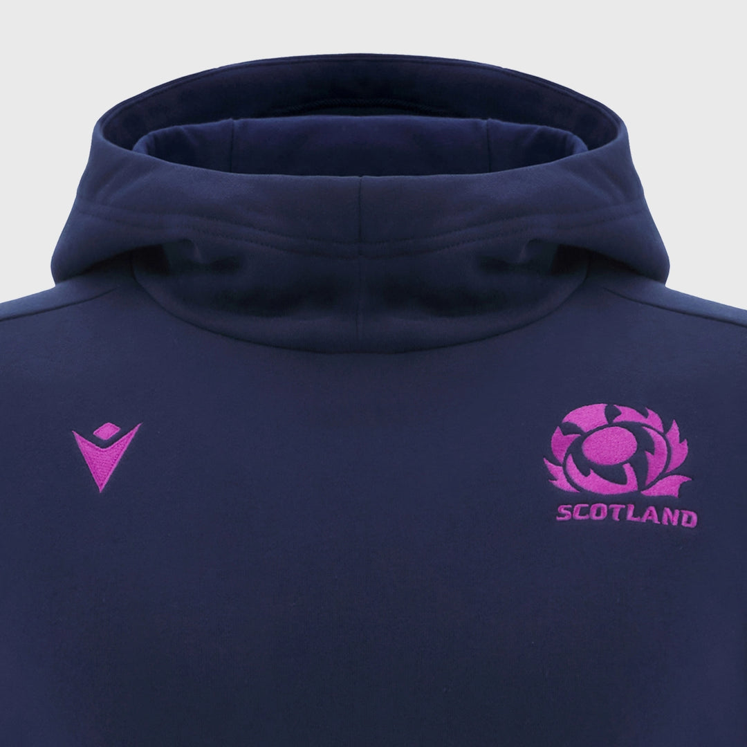 Macron Scotland Rugby Kid's Travel Cotton Hoody Navy/Purple 2025/26 - Rugbystuff.com
