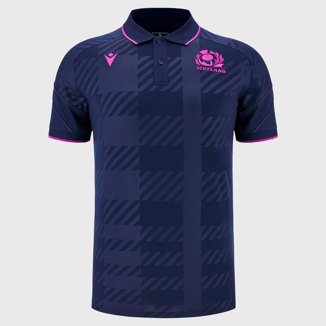 Macron Scotland Rugby Poly Polo Shirt Navy/Purple 2025/26 - Rugbystuff.com