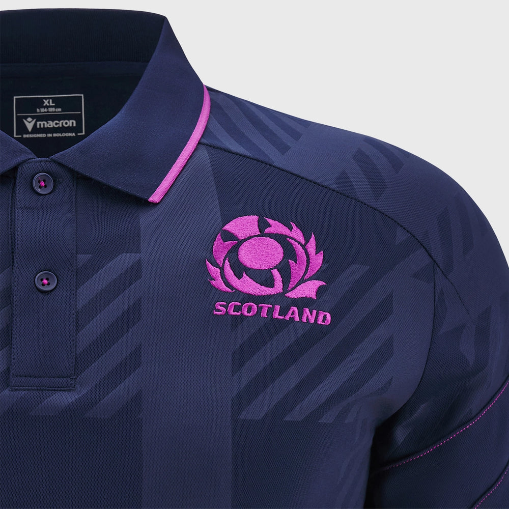 Macron Scotland Rugby Poly Polo Shirt Navy/Purple 2025/26 - Rugbystuff.com