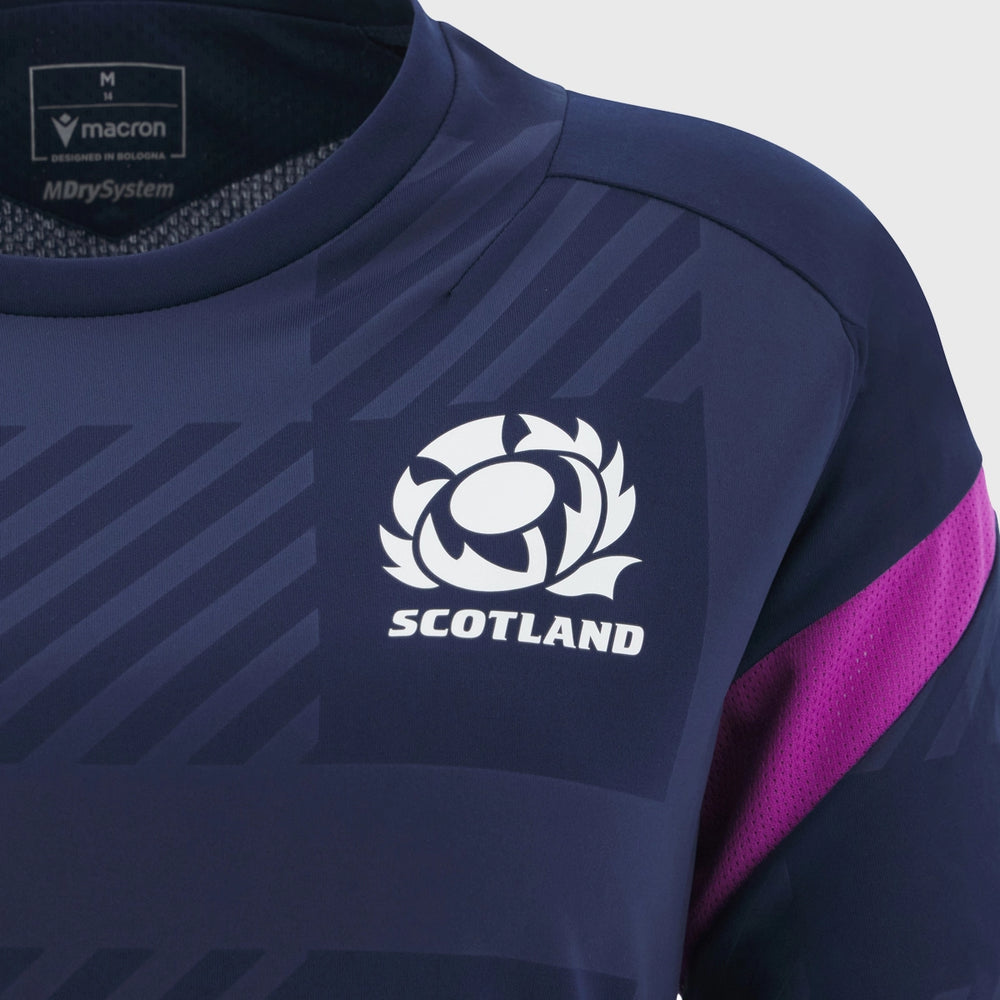 Macron Scotland Rugby Women's Poly Tee Navy/Purple 2025/26 - Rugbystuff.com