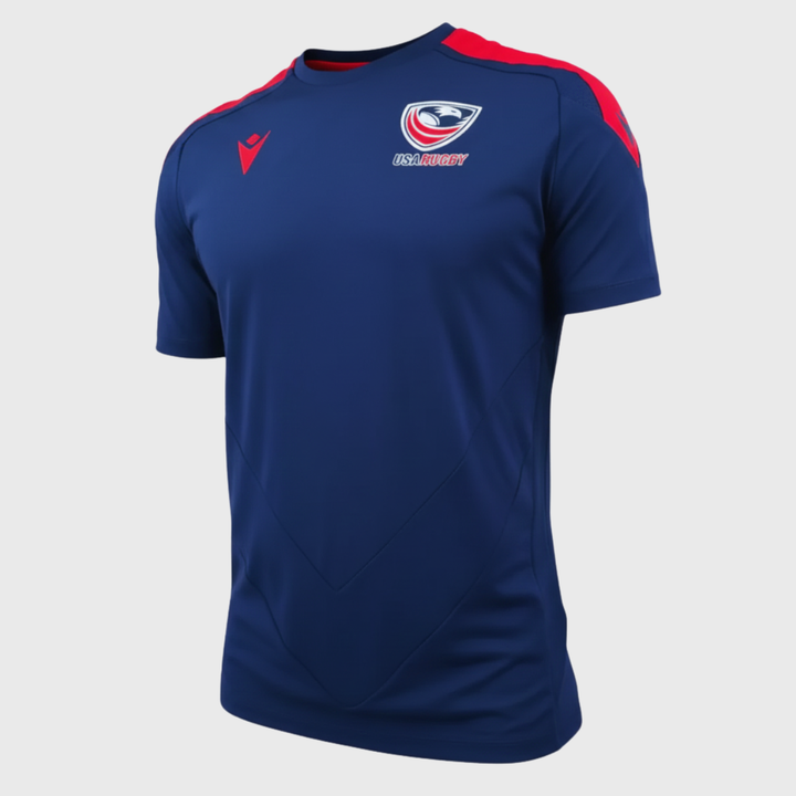 Macron USA Rugby Poly Tee Navy/Red - Rugbystuff.com