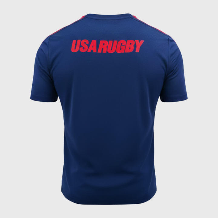 Macron USA Rugby Poly Tee Navy/Red - Rugbystuff.com