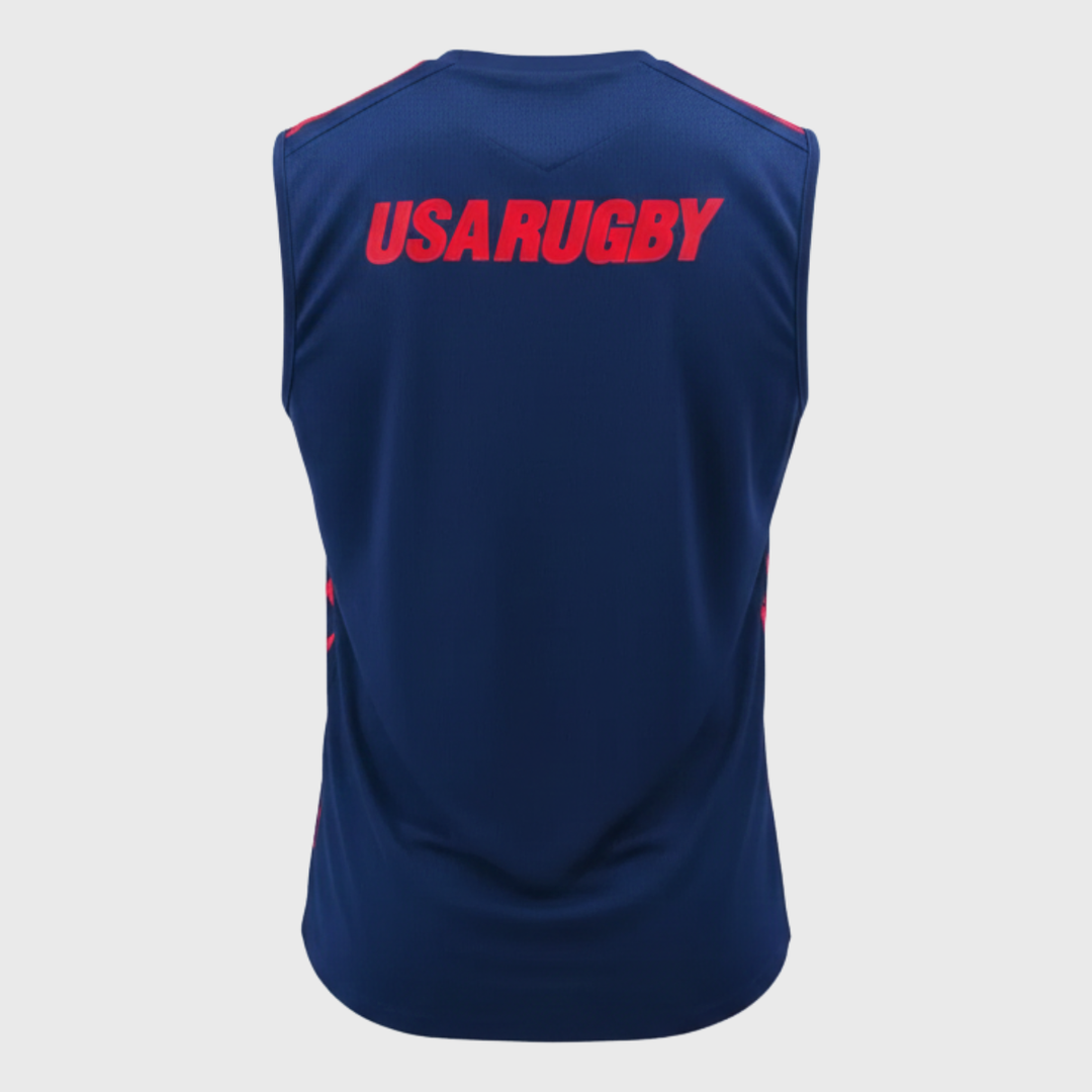 Macron USA Rugby Sleeveless Poly Tee Navy/Red - Rugbystuff.com