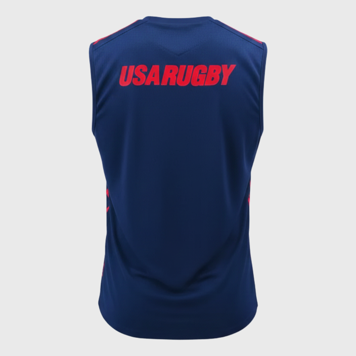 Macron USA Rugby Sleeveless Poly Tee Navy/Red - Rugbystuff.com