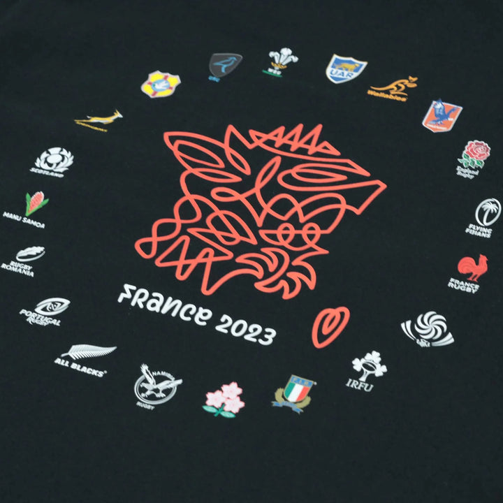 Official Rugby World Cup 2023 Men's 20 Unions Map Tee Black - Rugbystuff.com