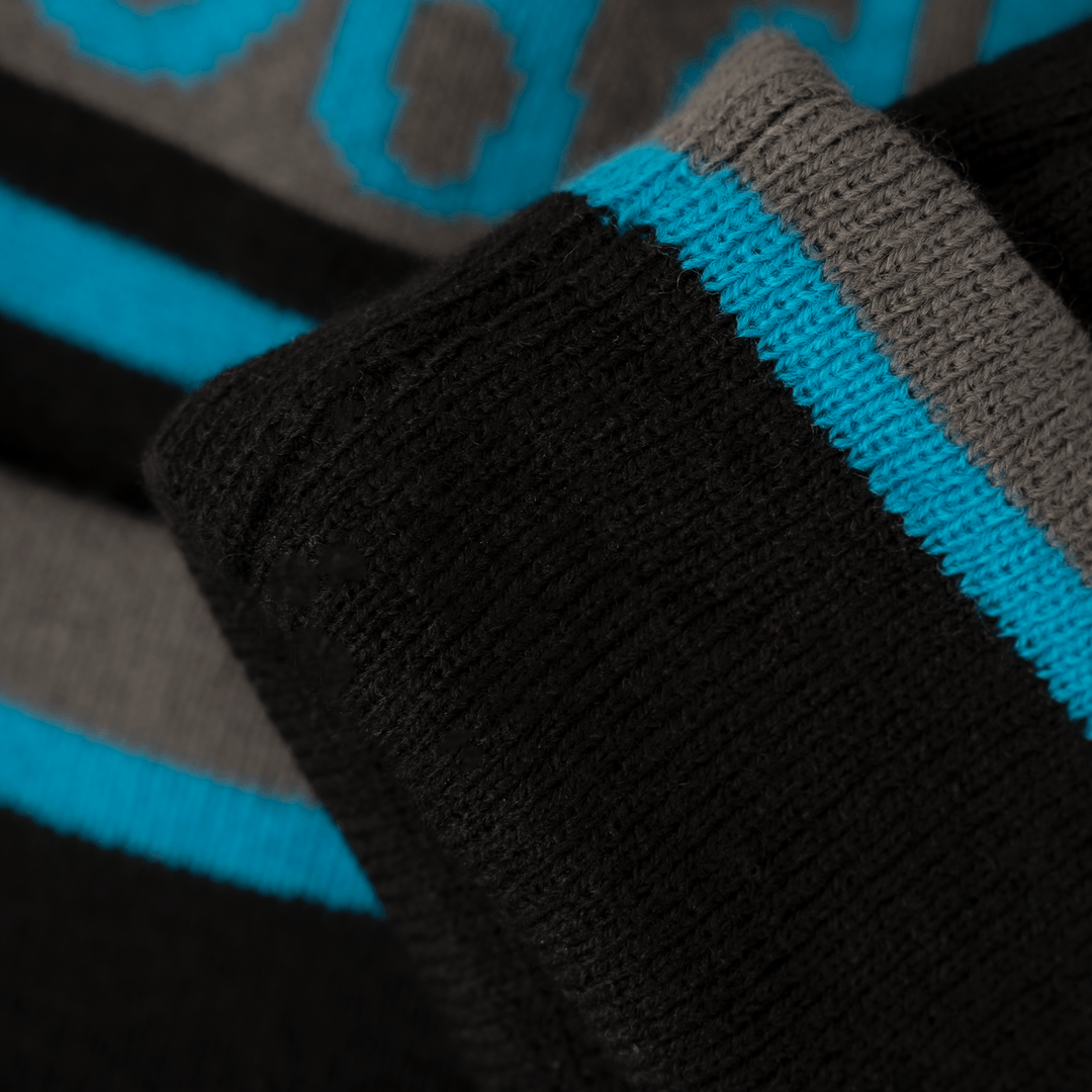 OddBalls Bobble Beanie Hat Black/Grey/Sky