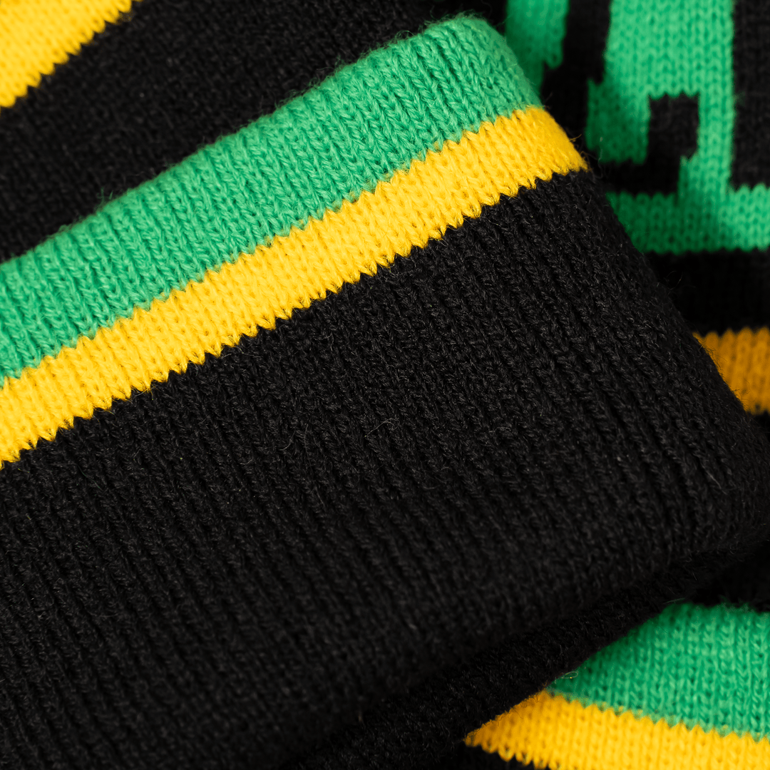 OddBalls Bobble Beanie Hat Black/Yellow/Green