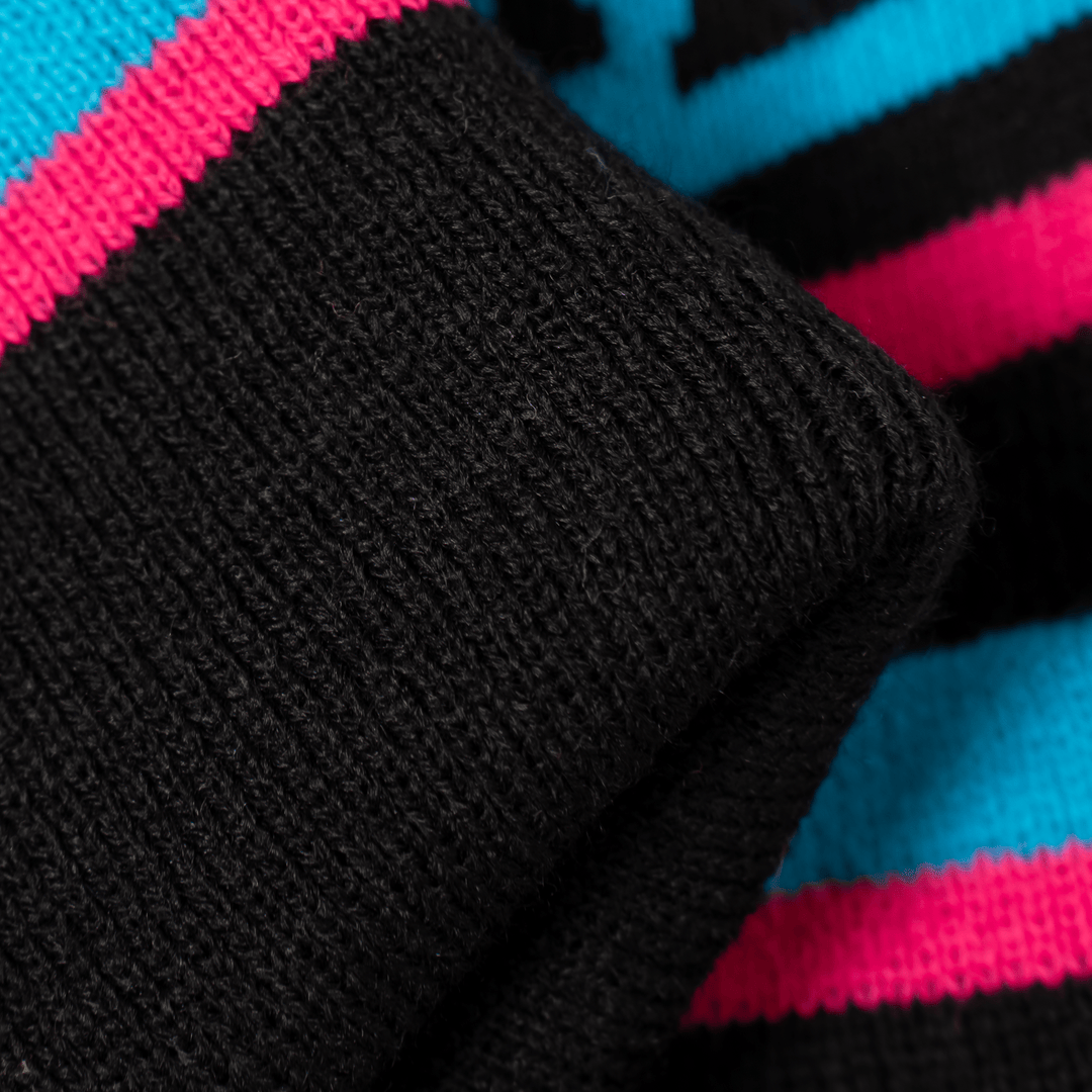 OddBalls Bobble Beanie Hat Black/Cyan/Magenta
