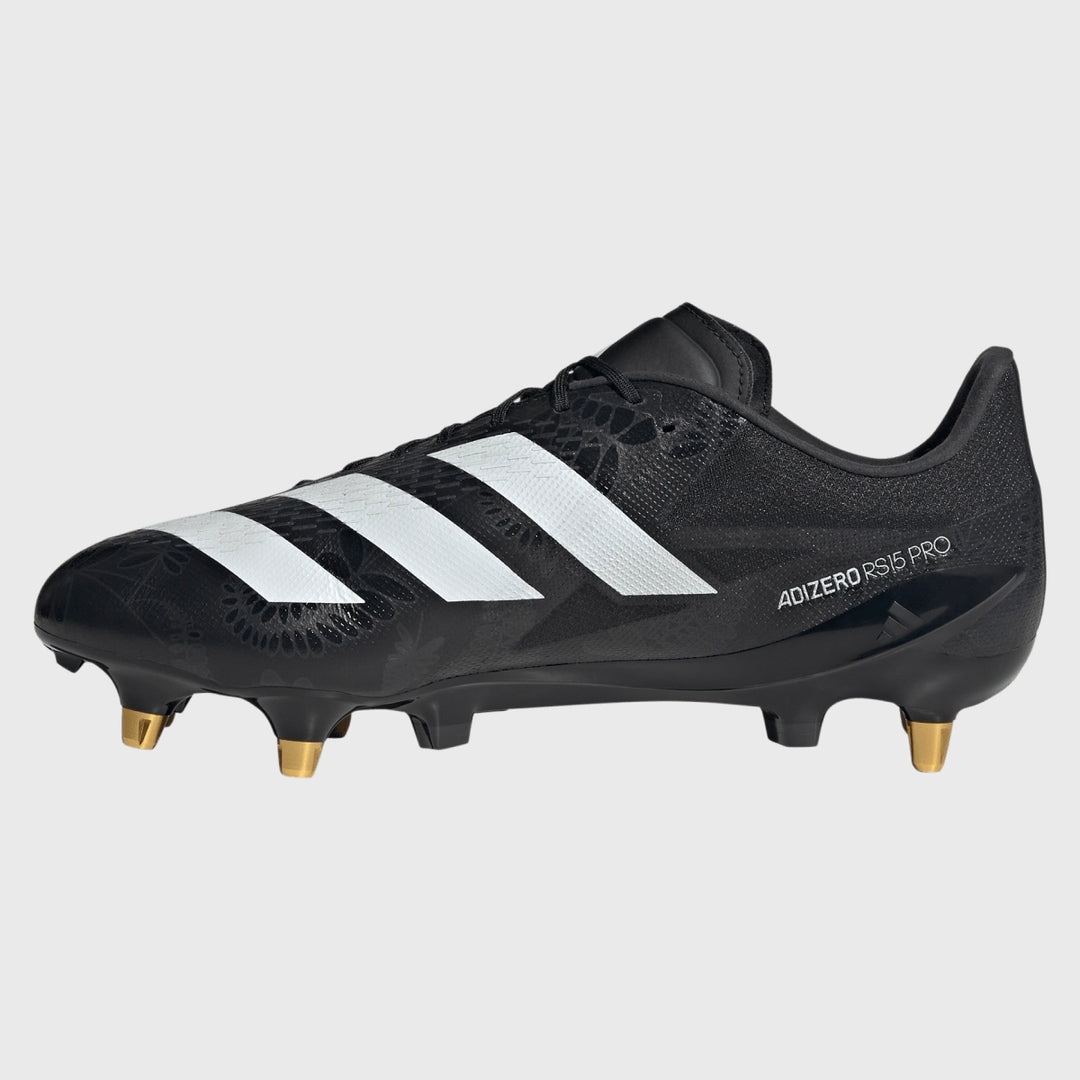 Adidas Adizero RS15 Pro SG Rugby Boots Black/White/Carbon - Rugbystuff.com