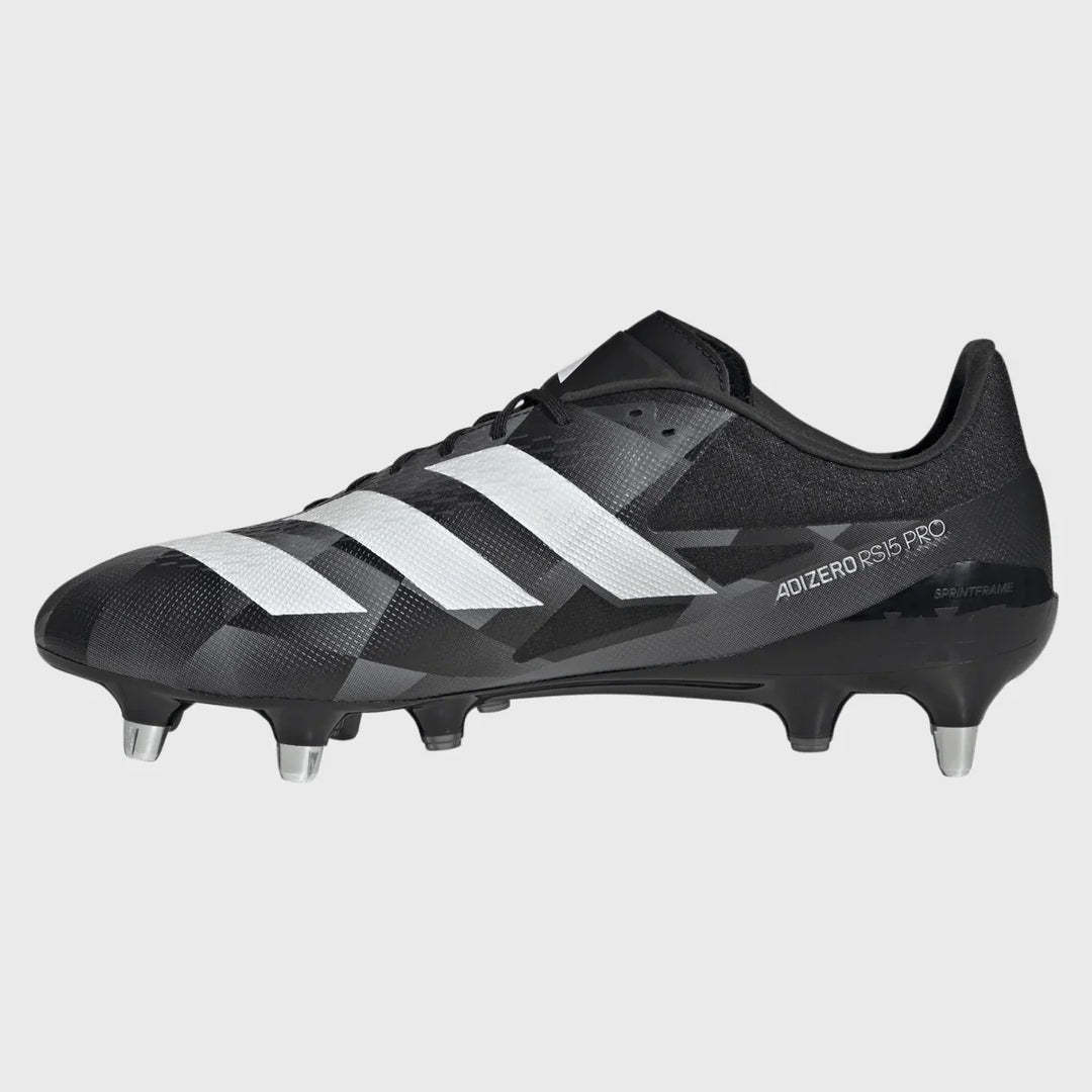 Adidas Adizero RS15 Pro SG Rugby Boots Black/Grey - Rugbystuff.com