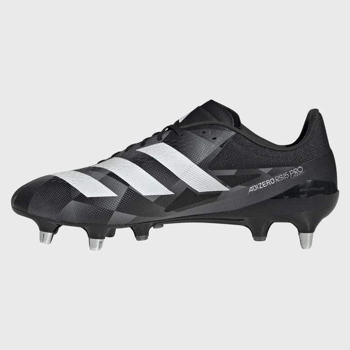 Adidas Adizero RS15 Pro SG Rugby Boots Black/Grey - Rugbystuff.com