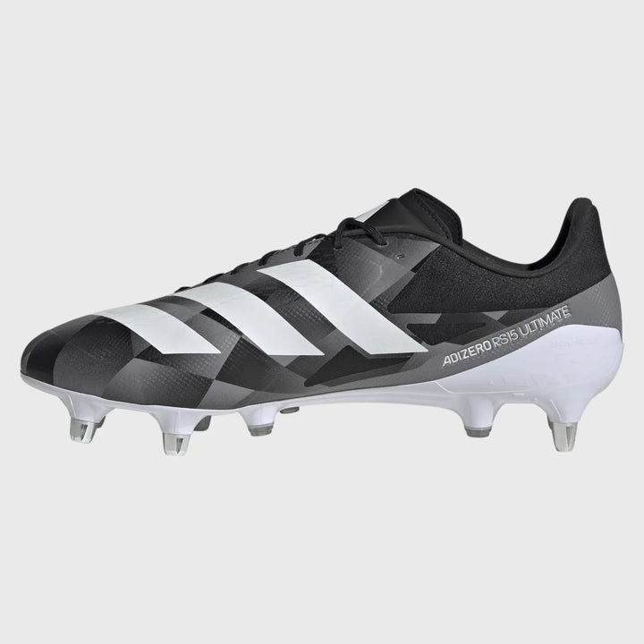 Adidas Adizero RS15 Ultimate SG Rugby Boots Black/Grey - Rugbystuff.com