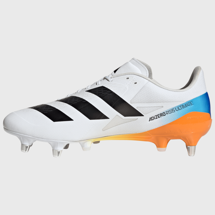 Adidas Adizero RS15 Ultimate SG Rugby Boots White/Orange/Blue Adidas Adizero RS15 Ultimate SG Rugby Boots White/Orange/Blue