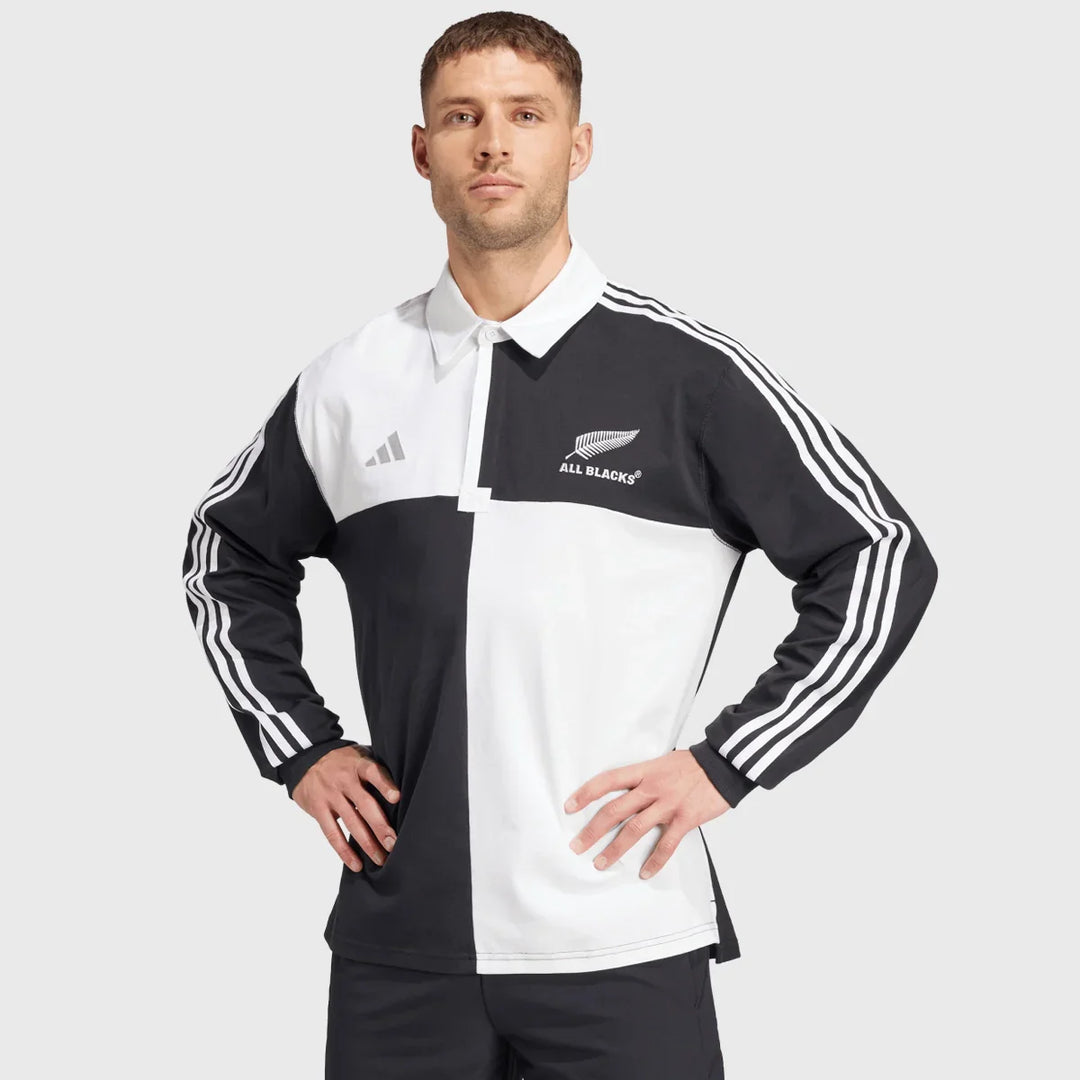 Adidas long sleeve black and white shop