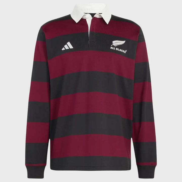 Adidas All Blacks Long Sleeve Heritage Rugby Jersey Black/Maroon 2026/27 - Rugbystuff.com