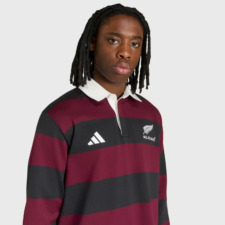 Adidas All Blacks Long Sleeve Heritage Rugby Jersey Black/Maroon 2026/27 - Rugbystuff.com