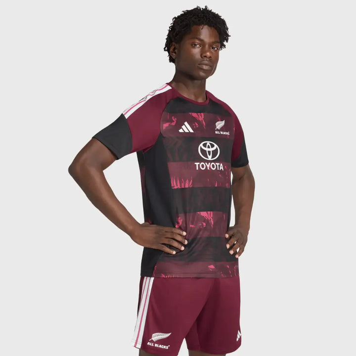 Adidas All Blacks Greatest Rivalry Performance Tee Black/Maroon 2026 - Rugbystuff.com