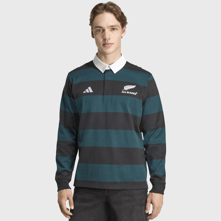 Adidas All Blacks Long Sleeve Heritage Polo Black - Rugbystuff.com