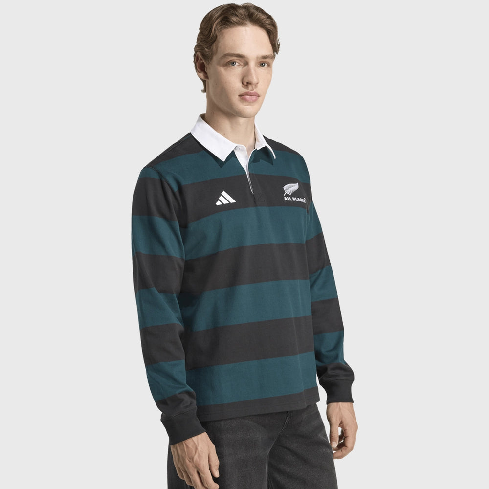 Adidas All Blacks Long Sleeve Heritage Polo Black - Rugbystuff.com