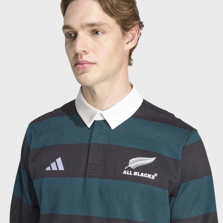 Adidas All Blacks Long Sleeve Heritage Polo Black - Rugbystuff.com