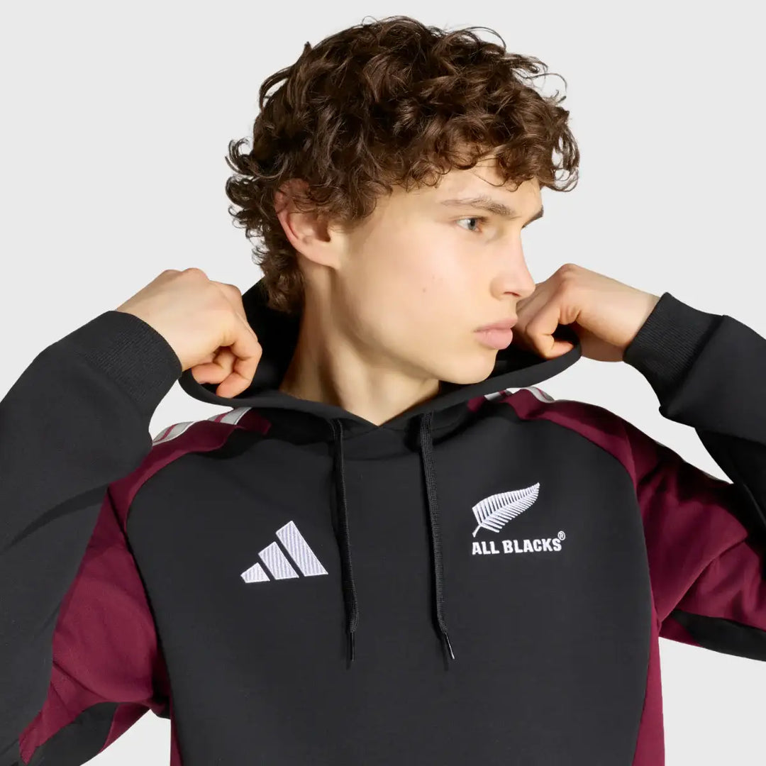 Adidas All Blacks Hoody Black/Maroon 2026/27 - Rugbystuff.com
